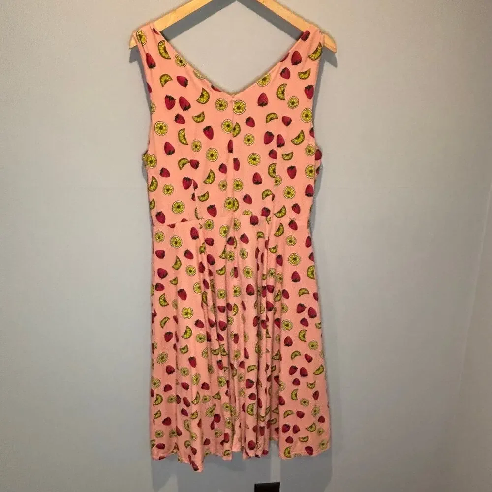 Eva Rose Novelty Fruit Print Sleeveless Fit & Flare Dress - size Large